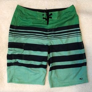 O’Neill Men’s Striped Green Board Shorts